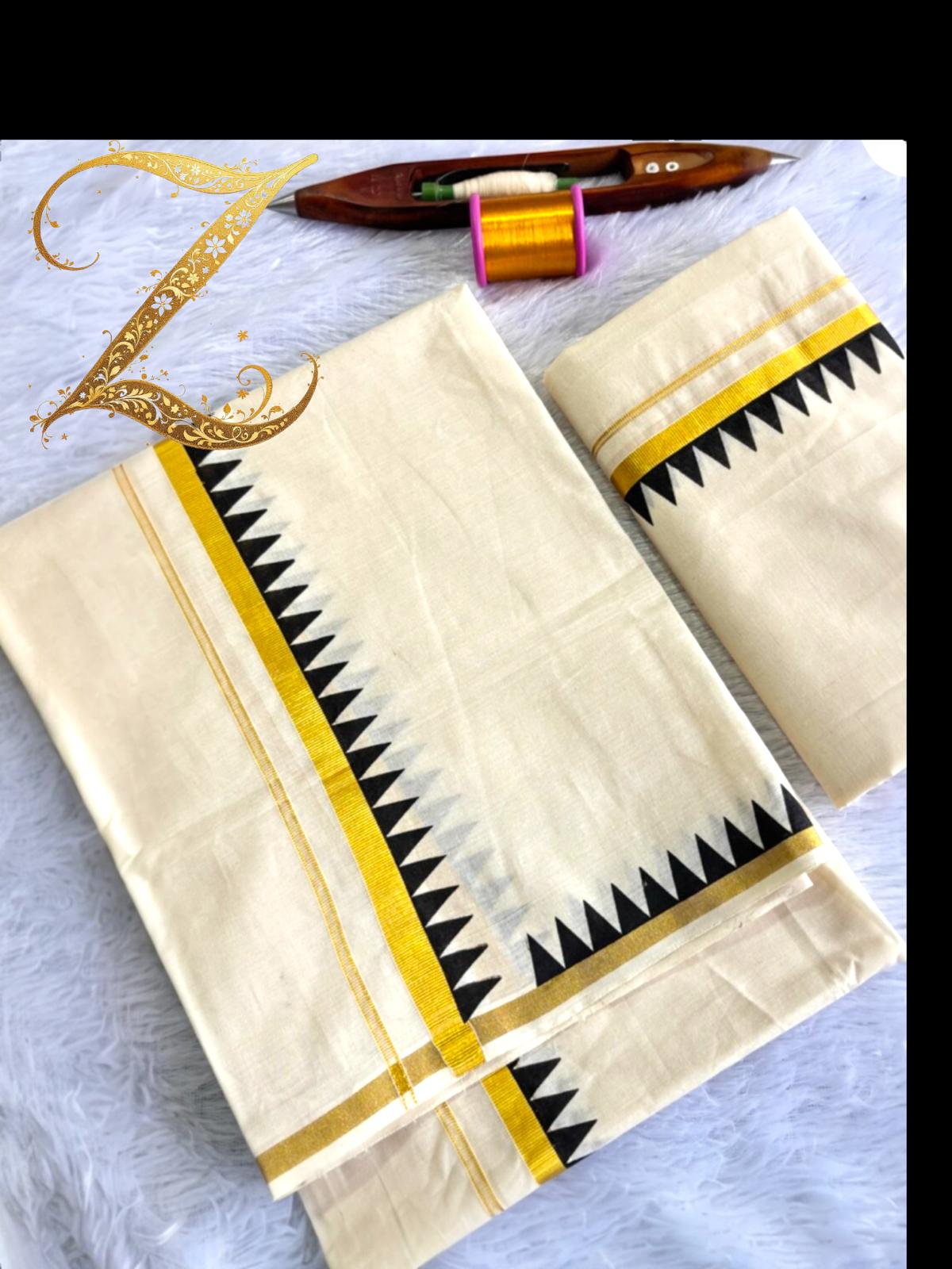 Anu Shree Inspired Temple Set Mundu – Timeless Grace in Cotton