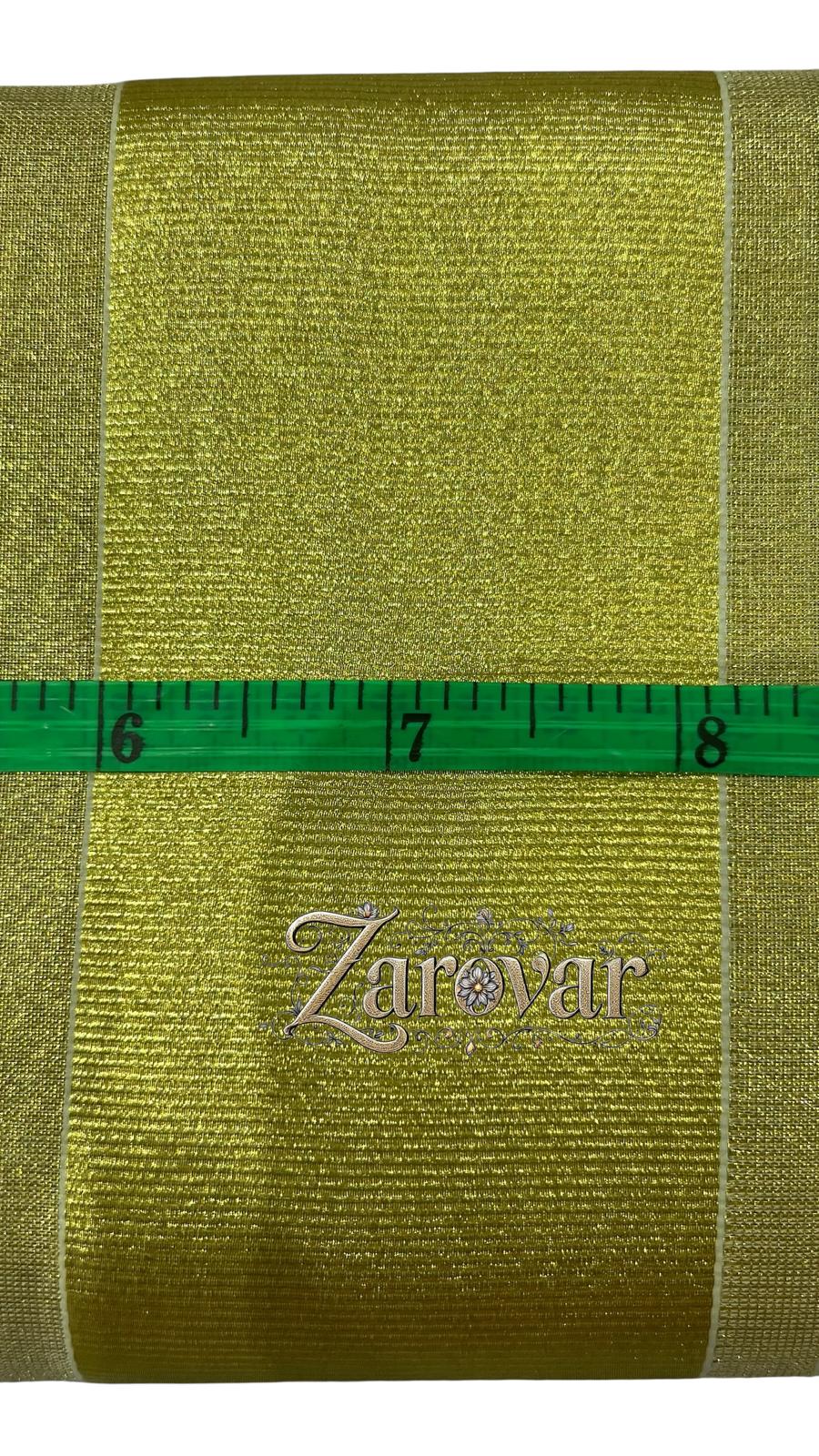 Golden Tissue silk Glow Fancy Set Mundu with 2-inch Border Elegance