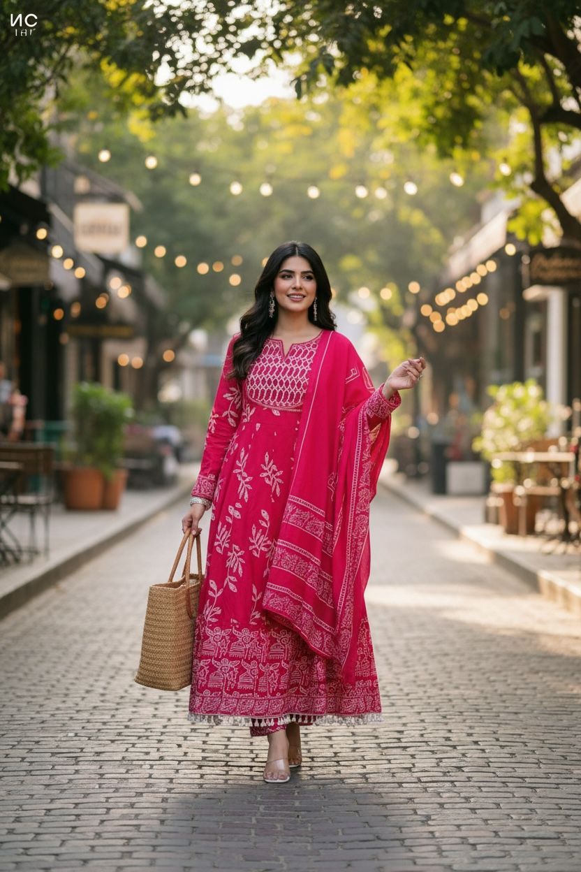 Heavy Anarkali Angrakha Kurti Set with Sequin & Khatli Work