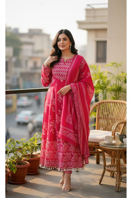 Heavy Anarkali Angrakha Kurti Set with Sequin & Khatli Work