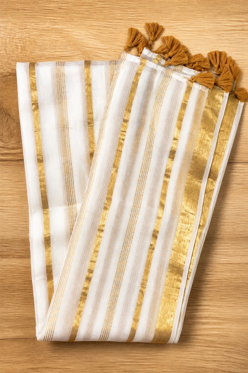 Zarovar Premium Mul Cotton Saree with Zari Stripes