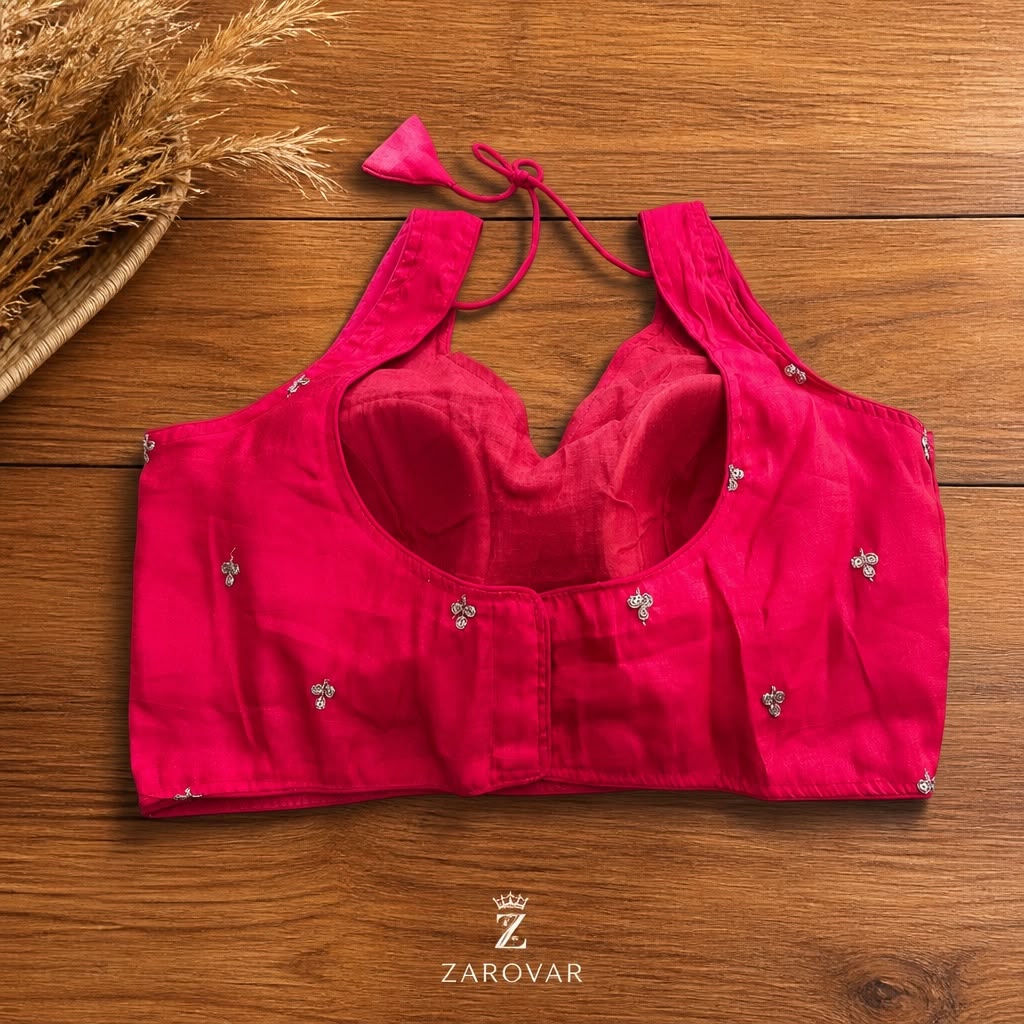 Premium Pink Embroidered Silk Blouse
