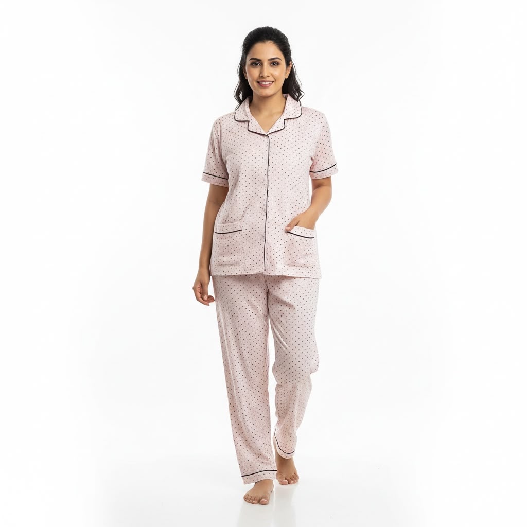 Blush Pink Polka Dot 3-Piece Pyjama Set 🎀
