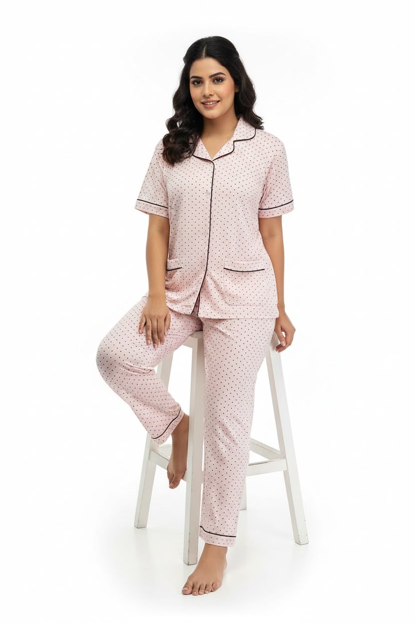 Blush Pink Polka Dot 3-Piece Pyjama Set 🎀