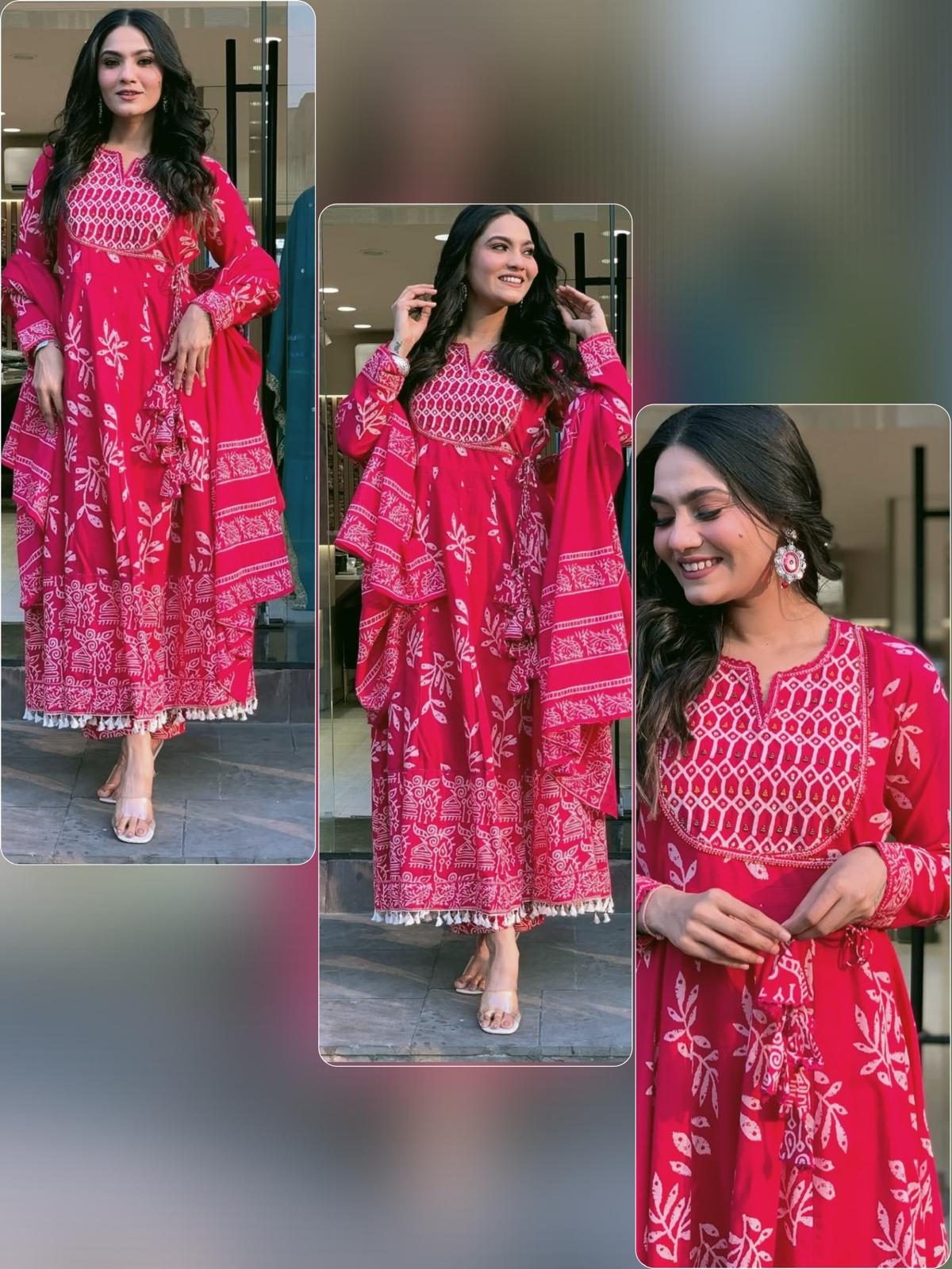 Heavy Anarkali Angrakha Kurti Set with Sequin & Khatli Work